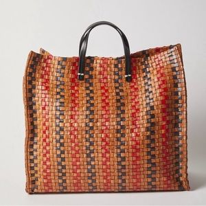 Clare V Woven Navy and Red Simple Tote NWT